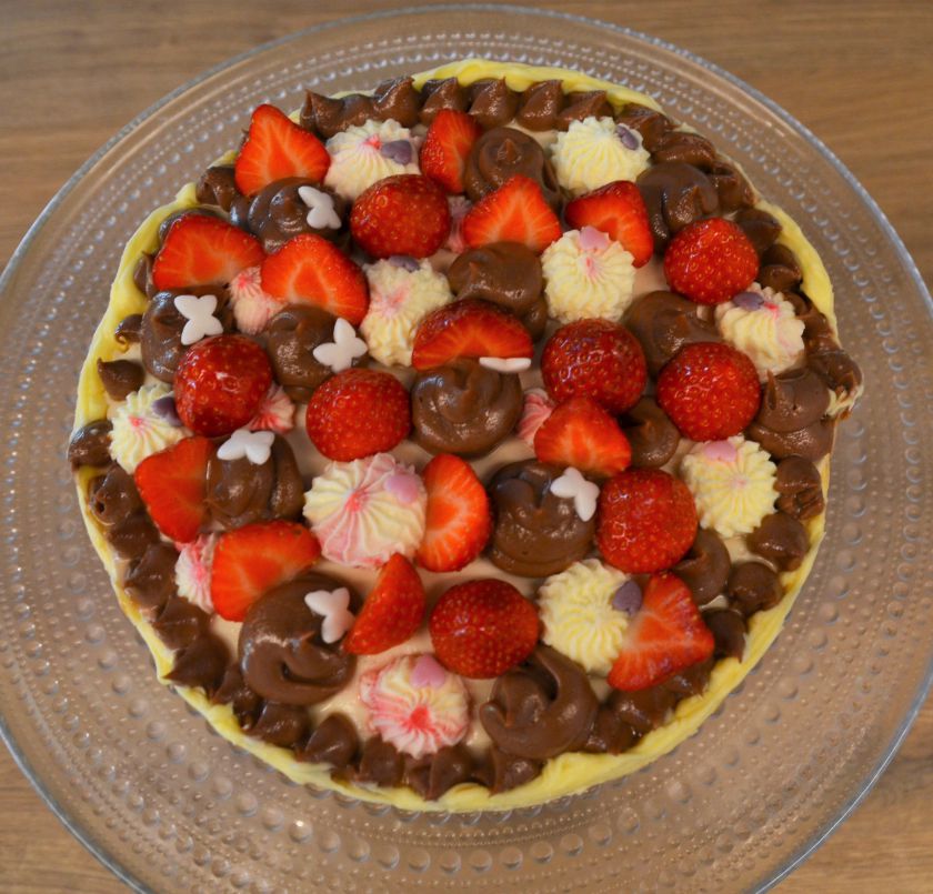 Maskarponės tortas su braškėmis